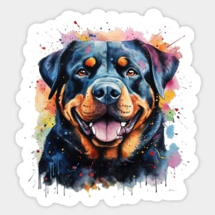 Rottie Rottweiler Bright Watercolor Painting Sticker